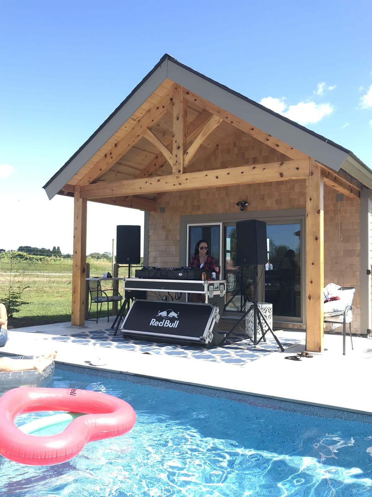The pool cabana rig at the Hamptons farmhouse