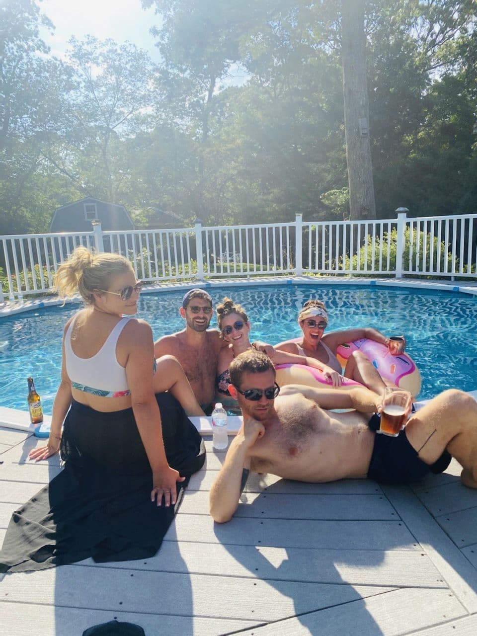 Poolside hangout at golden hour