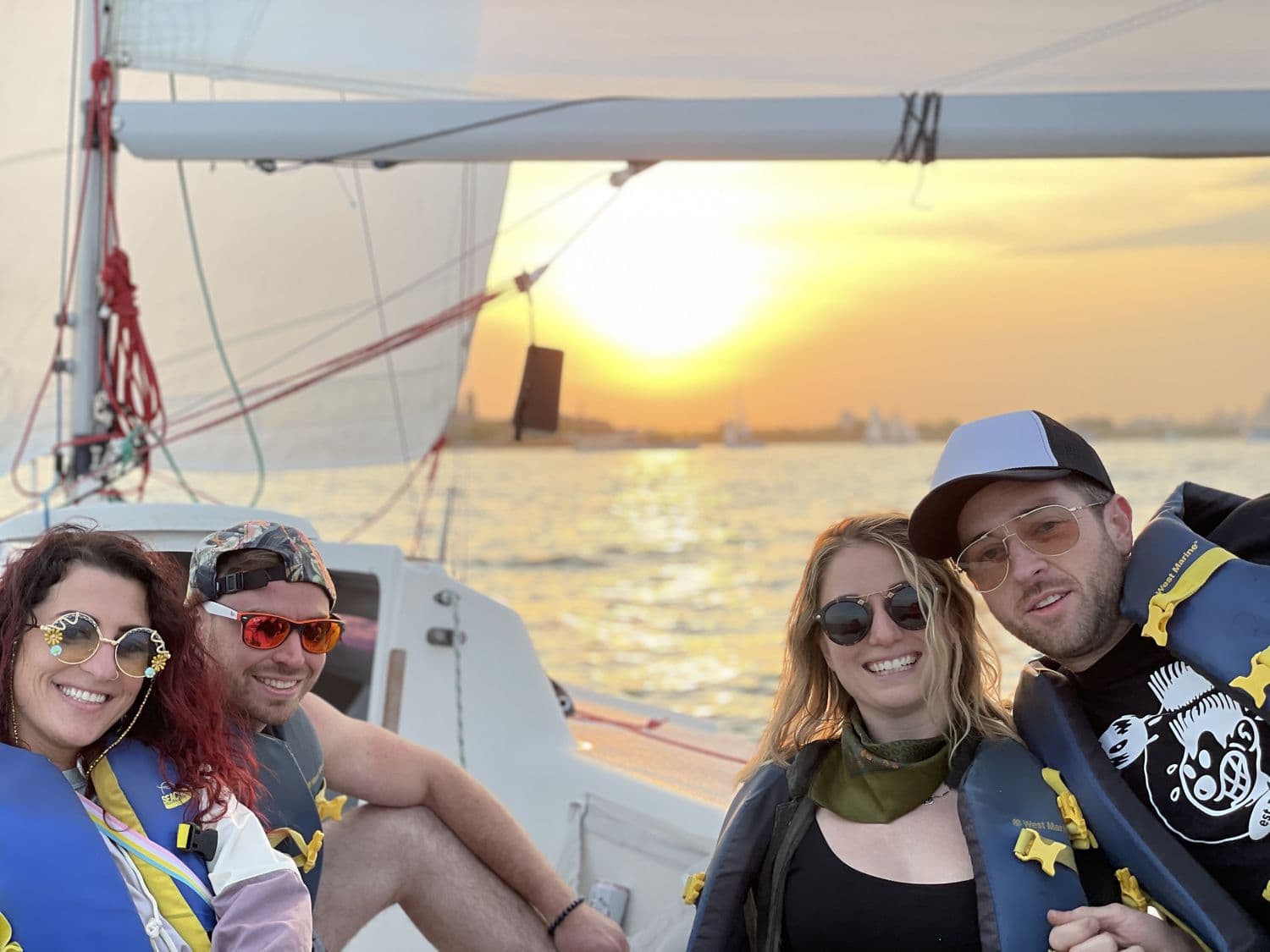 Sunset over the bow on an evening sail