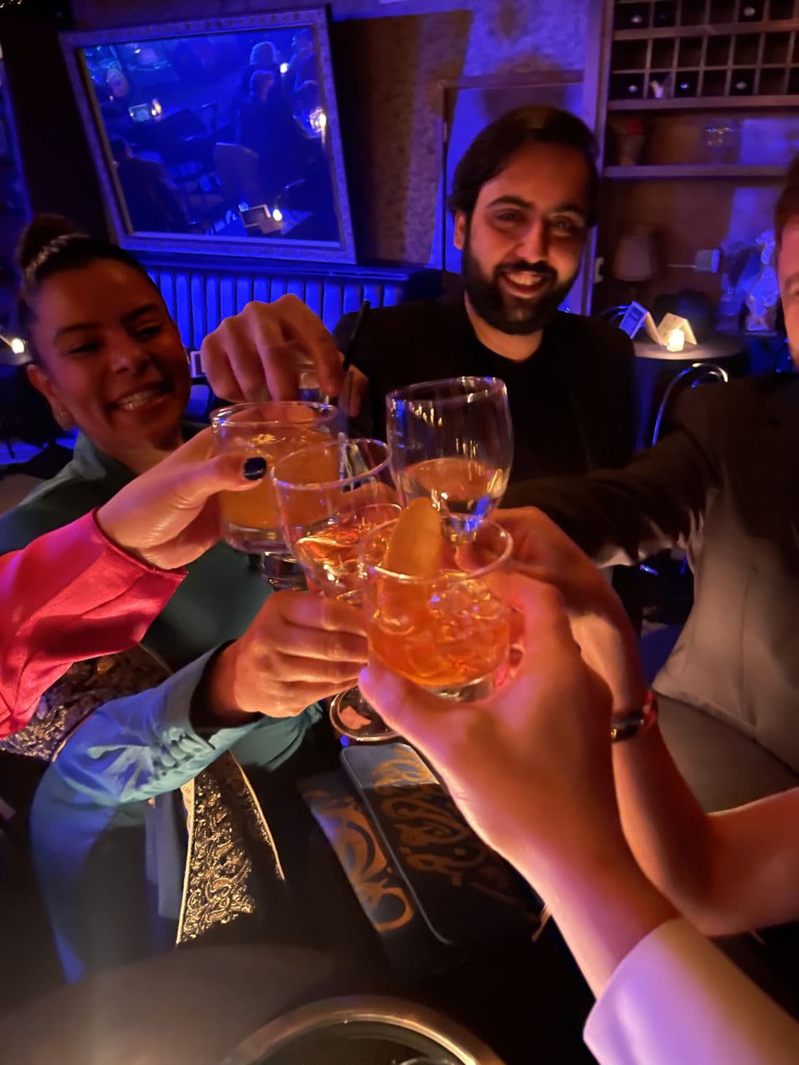The birthday toast, glasses in