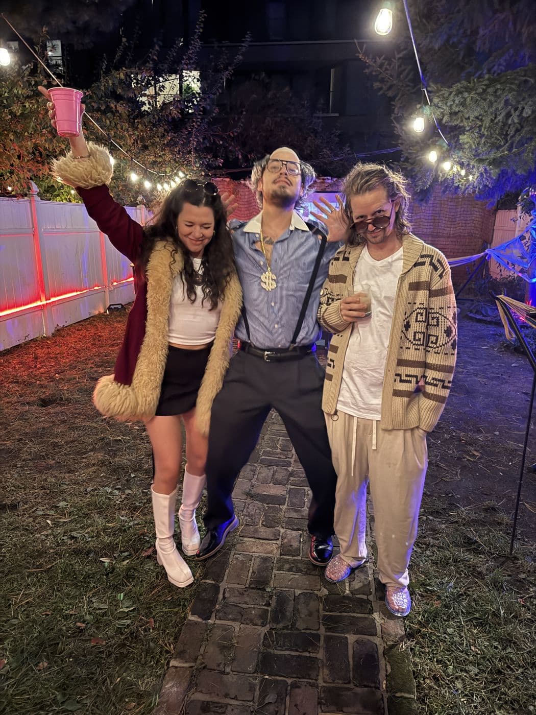 Costumed crew out in the night