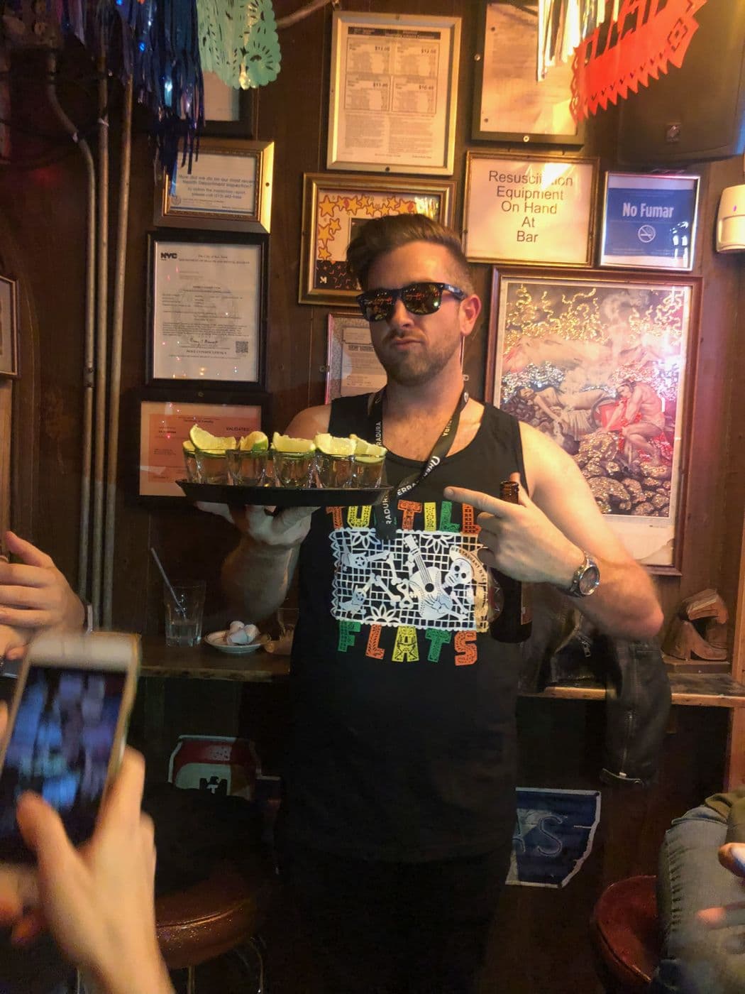 A tray of shots delivered to the table